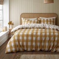 Catherine Lansfield Caramel Gingham Seersucker Duvet Cover and Pillowcase Set