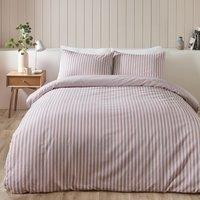 Catherine Lansfield Reversible Stripe 100% Brushed Cotton Duvet Cover & Pillowcase Set