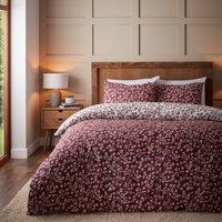 Catherine Lansfield Grace Floral Leaf 100% Brushed Cotton Duvet Cover and Pillowcase Set