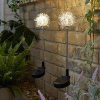 Set of 2 Solar Metal Flower Stake Lights