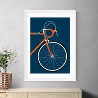East End Prints Orange Coloured Race Bike Print by Bo Lundberg