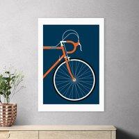 East End Prints Orange Coloured Race Bike Print by Bo Lundberg