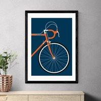 East End Prints Orange Coloured Race Bike Print by Bo Lundberg