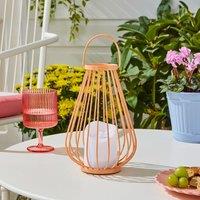 Metal Orange LED Indoor Outdoor Solar Lantern