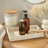 The Edited Life Rattan White Wash Flat Tray
