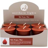 Northern Lights Set of 6 Red Anjou Pear Votive Candles