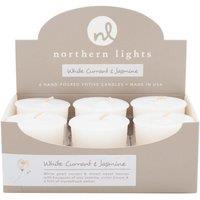 Northern Lights Set of 6 White Currant and Jasmine Votive Candles