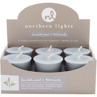 Northern Lights Set of 6 Sandalwood and Patchouli Votive Candles