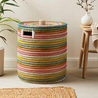 Rainbow Seagrass Laundry Basket with Lid