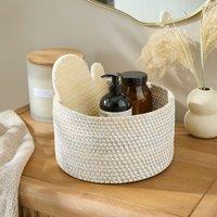 The Edited Life Rattan Round White Wash Laundry Basket