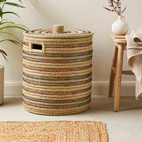 Rainbow Seagrass Laundry Basket with Lid