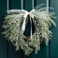 Artificial Wreath with White Velvet Bow