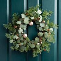 Artificial Eucalyptus & Bronze Bauble Wreath