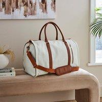 Cream & Tan Faux Leather Fold Out Holdall Bag