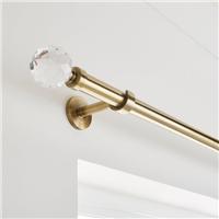 Faceted Ball Extendable Metal Eyelet Curtain Pole