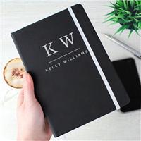 Personalised Initials Black Hardback Notebook