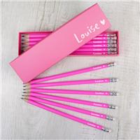 Personalised Heart Box and 12HB Pencils