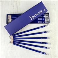 Personalised Star Box and 12 BlueHB Pencils