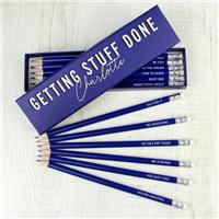 Personalised Getting Stuff Done Box and 12HB pencils