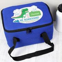 Personalised 'Be Roarsome' Dinosaur Blue Lunch Bag