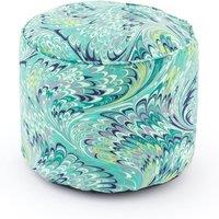 Feather Marble Teal Pouffe