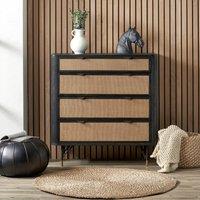 Fiji 4 Drawer Chest, Acacia Wood and Rattan