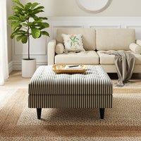 Zoe Pinstripe Fabric Square Storage Footstool
