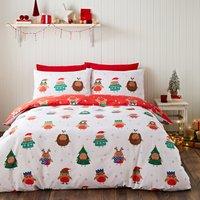 Catherine Lansfield Party Robins Duvet Cover and Pillowcase Set