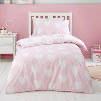 Catherine Lansfield Brushed Hearts Brushed Cotton Duvet Cover and Pillowcase Set