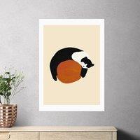 East End Prints Sleeping Cat Print by Sifa Mustafa