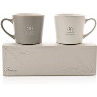 Amore Set of 2 Grey & White 30th Anniversary Mugs