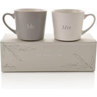 Amore Set of 2 Grey & White Mr & Mrs Mugs