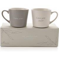 Amore Set of 2 Grey & White Love You & Love You More Mugs