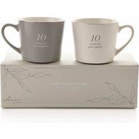 Amore Set of 2 Grey & White 10th Anniversary Mugs