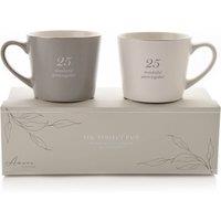 Amore Set of 2 Grey & White 25th Anniversary Mugs