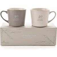 Amore Set of 2 Grey & White 40th Anniversary Mugs