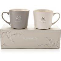 Amore Set of 2 Grey & White 50th Anniversary Mugs