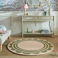 Lois Scallop Border Wool Circle Rug