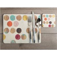 Creative Tops Set of 4 Retro Spot White Wooden Placemats