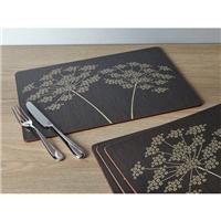 Creative Tops Set of 4 Leaf Silhouette Black & White Wooden Placemats