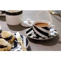 Mikasa Set of 2 Luxury Deco Stripe Clay Teacups & Saucers