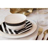 Mikasa Luxe Deco Set of 4 Black & White Clay Cereal Bowls