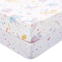 Pack of 2 Celestial Unicorn Polycotton Fitted Sheets