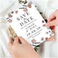 Pack of 36 Personalised Pink Floral Save the Date Cards