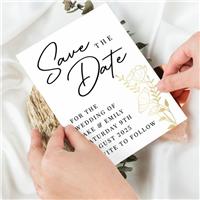 Pack of 36 Personalised Gold Floral Save the Date Cards