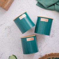 Set of 3 Airtight Metal Tea, Coffee And Sugar Canisters