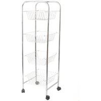 4-Tier Steel Kitchen Trolley on Wheels
