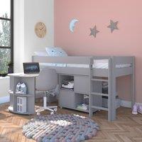 Stompa Uno Midsleeper With Pull Out Desk And Cube Unit, Pine