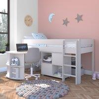 Stompa Uno Midsleeper With Pull Out Desk And Cube Unit, Pine