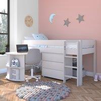 Stompa Uno Midsleeper With Pull Out Desk and Chest of Drawers, Pine